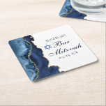 Posavasos Cuadrado De Papel Elegante Navy Blue Gold Agate Bar Mitzvah Fiesta<br><div class="desc">Elegante ágata azul marino y oro decora el costado de esta moderna montaña fiesta Bar Mitzvah. El nombre de su hijo está escrito en un hermoso guión formal bajo la Estrella de David. Perfecto para una moda,  elegante familia judía celebrando que su hijo fuera llamado a la Torá.</div>