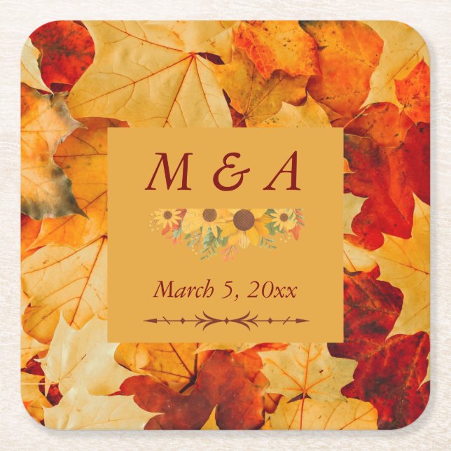 Posavasos Cuadrado De Papel Elegante Oro Rojo Sale Boda (Anverso)