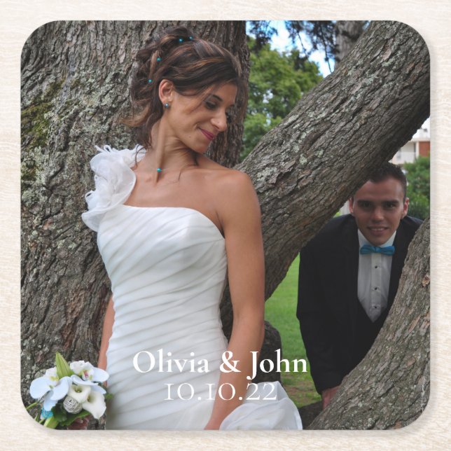 Posavasos Cuadrado De Papel Elegante papel cuadrado de foto de Personalizado d (Anverso)