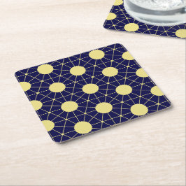 Posavasos Cuadrado De Papel Elegante patrón de baldosas geométricas en azul ma