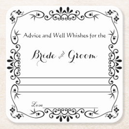 Posavasos Cuadrado De Papel Elegante Pergamino Floral, Consejos y Buenos Deseo