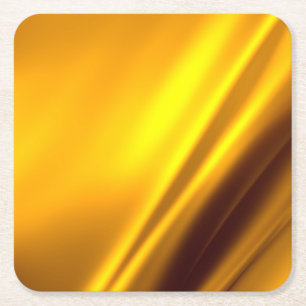 Posavasos Cuadrado De Papel Elegante rayado de satén dorado