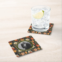 Posavasos Cuadrado De Papel Elegante Rosa Fancy Boda Coaster