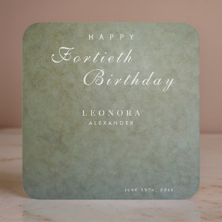 Posavasos Cuadrado De Papel Elegante Sage Gold CUALQUIER fiesta de cumpleaños