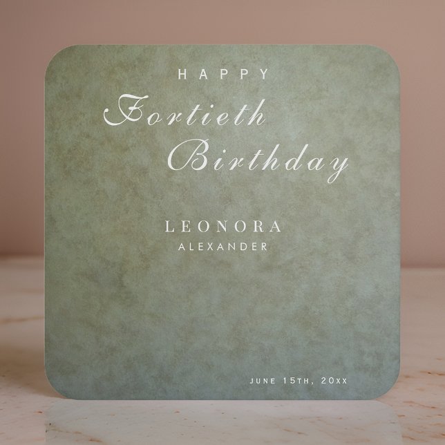 Posavasos Cuadrado De Papel Elegante Sage Gold CUALQUIER fiesta de cumpleaños (Subido por el creador)