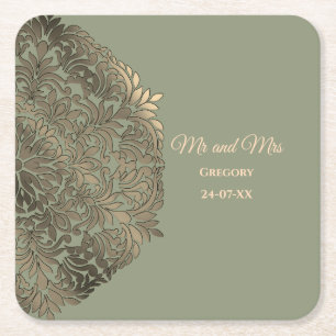 Posavasos Cuadrado De Papel Elegante Sage verde moderno y clásico cuadrado Pa