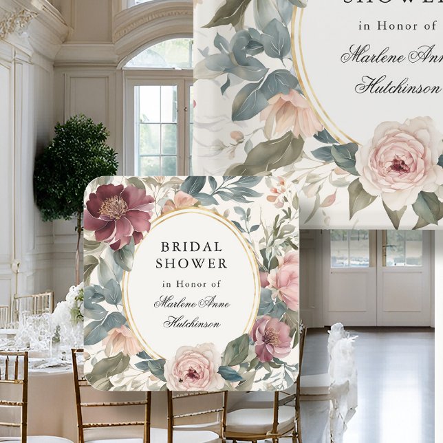 Posavasos Cuadrado De Papel Elegante Té de Despedida de Soltera Floral Francés (Subido por el creador)