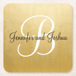 Posavasos Cuadrado De Papel Elegantes favores de regalo de boda negro dorado -