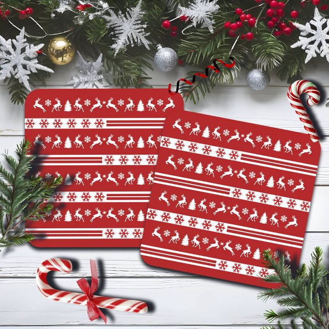 Posavasos Cuadrado De Papel Elegantes líneas de copos de nieve para renos (Subido por el creador)