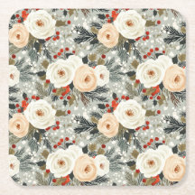 Elegantes Navidades Rosas Blancas y Berry Invierno