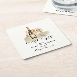 Posavasos Cuadrado De Papel Elegantes vítores a 50 años Champagne 50 cumpleaño