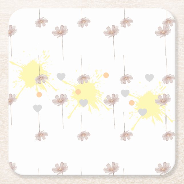 Posavasos Cuadrado De Papel Elegent modren dazie flower (Anverso)