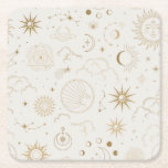 Posavasos Cuadrado De Papel Elementos místicos celestes y lunares<br><div class="desc">Diseñada para coordinar con nuestra colección celestial mística, esta montaña recubre elementos celestes dorados preciosos sobre un fondo beige. Para una personalización más avanzada de este diseño, por ejemplo, cambiar el diseño, el tamaño de letra o el tamaño del texto, haga clic en el botón "PERSONALIZAR" de arriba. Por favor,...</div>