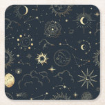 Posavasos Cuadrado De Papel Elementos místicos celestes y lunares<br><div class="desc">Diseñada para coordinar con nuestra colección celestial mística, esta montaña recubre elementos celestes dorados preciosos sobre un fondo marino oscuro. Para una personalización más avanzada de este diseño, por ejemplo, cambiar el diseño, el tamaño de letra o el tamaño del texto, haga clic en el botón "PERSONALIZAR" de arriba. Por...</div>