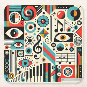 Posavasos Cuadrado De Papel Elementos musicales y artísticos