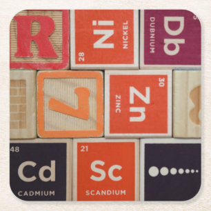 Posavasos Cuadrado De Papel Elementos periódicos Ciencia del zinc