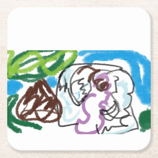 Posavasos Cuadrado De Papel Elephant SET (Anverso)