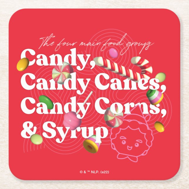 Posavasos Cuadrado De Papel Elf the Movie | Los Cuatro Grupos Principales De A (Anverso)