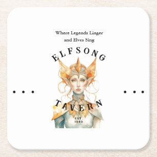 Posavasos Cuadrado De Papel Elfsong Tavern - Inspirado Fanart de D&D