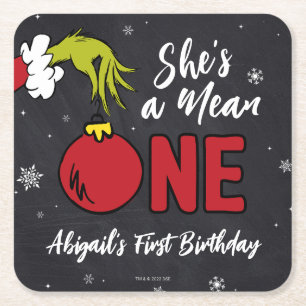 Posavasos Cuadrado De Papel Ella es mala Cumpleaños del Grinch