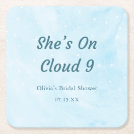 Posavasos Cuadrado De Papel Ella está en la nube 9 Soñador Cielo Azul Despedid