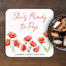 Posavasos Cuadrado De Papel Ella está lista para usar la Baby Shower de la pri