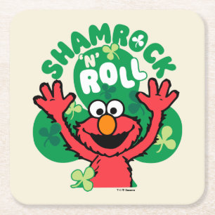 Posavasos Cuadrado De Papel Elmo   Shamrock 'N' Roll