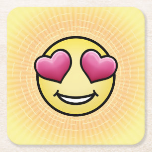 Posavasos Cuadrado De Papel Emoji Amor
