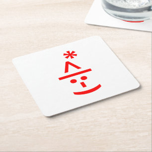 Posavasos Cuadrado De Papel Emoticono de Duende de Navidad Arte de Texto ASCII