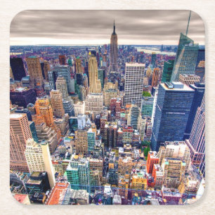 Posavasos Cuadrado De Papel Empire State Building y Midtown Manhattan