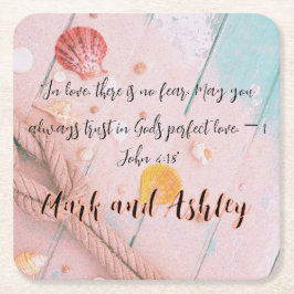 Posavasos Cuadrado De Papel "En el amor, no hay miedo. Que siempre confíes