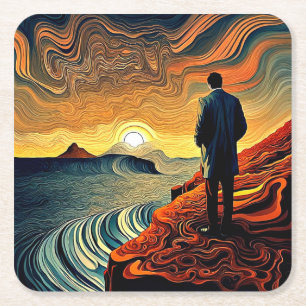 Posavasos Cuadrado De Papel En el borde 2