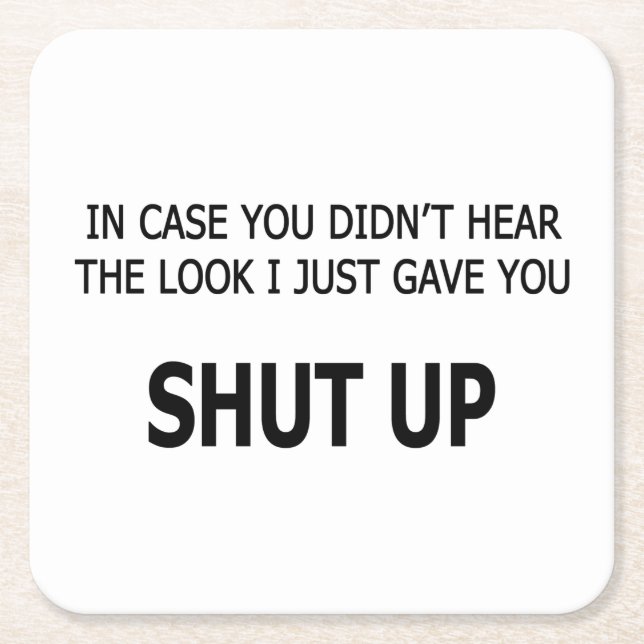 Posavasos Cuadrado De Papel En el Funda no oíste (Anverso)