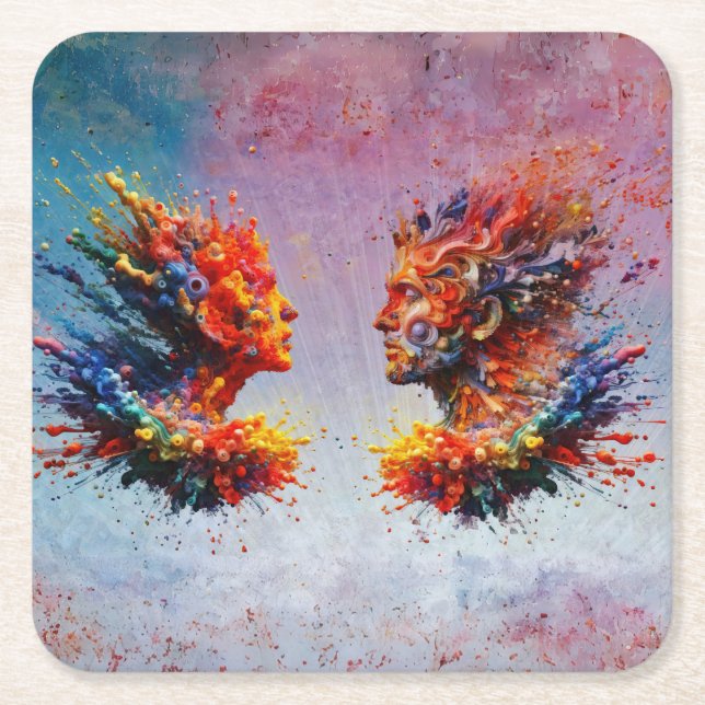 Posavasos Cuadrado De Papel En el principio... (Anverso)