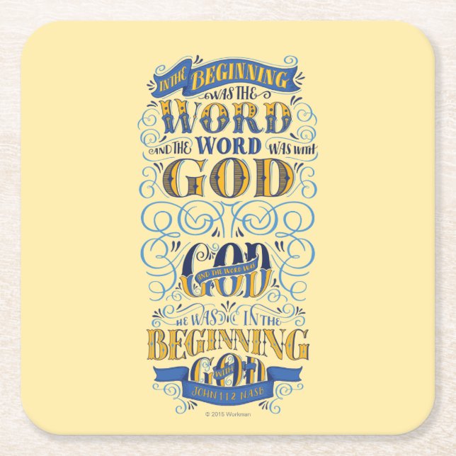 Posavasos Cuadrado De Papel En el principio era la palabra (Anverso)