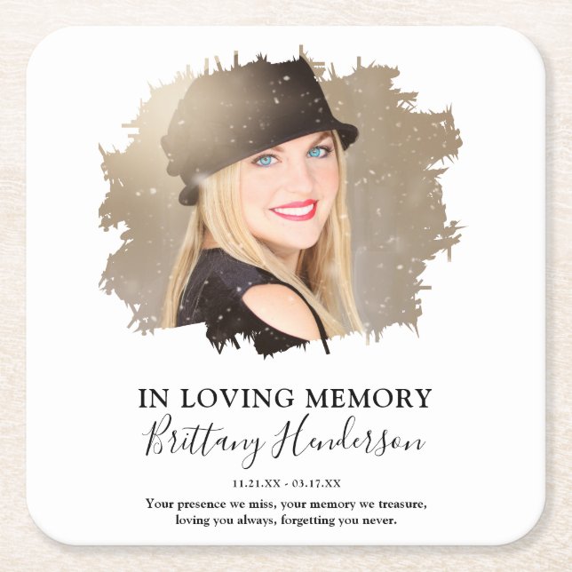 Posavasos Cuadrado De Papel En la memoria amorosa | Memorial fotográfico (Anverso)