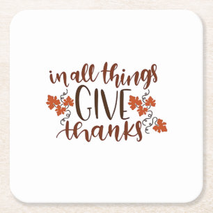 Posavasos Cuadrado De Papel En Todas Las Cosas Damos Gracias A La Calabaza De 