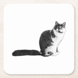 Posavasos Cuadrado De Papel Encantadora Pascua De Gato De Larga Duración