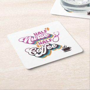 Posavasos Cuadrado De Papel Enfermera media enfermera Enfermera Groovy Café Am