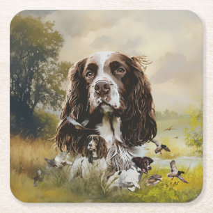 Posavasos Cuadrado De Papel English Springer Spaniel
