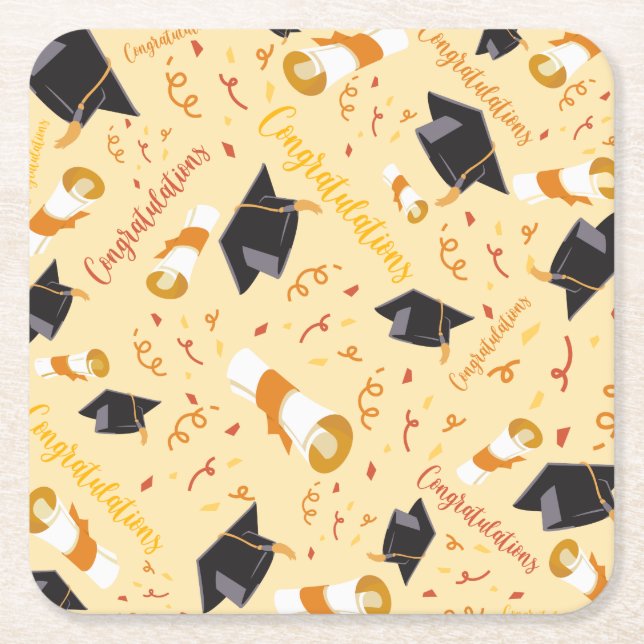 Posavasos Cuadrado De Papel Enhorabuena por la graduación (Anverso)