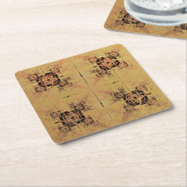 Posavasos Cuadrado De Papel Enredo dorada