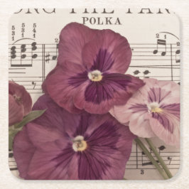 Posavasos Cuadrado De Papel Entre las pansias