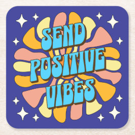 Posavasos Cuadrado De Papel Enviar Vibraciones Positivas
