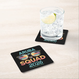 Posavasos Cuadrado De Papel Equipo de Aruba 2026 Retro