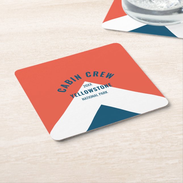 Posavasos Cuadrado De Papel Equipo de cabina de pasajeros Destino Peronalizado (En perspectiva)