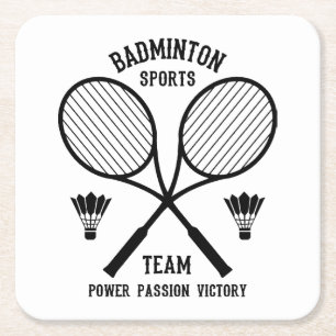 Posavasos Cuadrado De Papel Equipo de deportes de bádminton