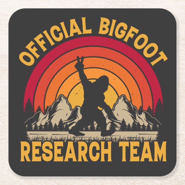Posavasos Cuadrado De Papel Equipo de Investigación Original Bigfoot (Anverso)