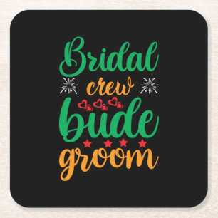 Posavasos Cuadrado De Papel Equipo de novia de boda Novio