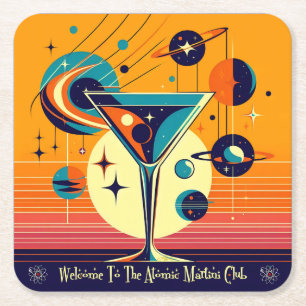 Posavasos Cuadrado De Papel Era Espacial Bienvenidos Al Club Atomic Martini